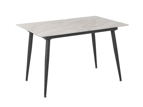 Extending Dining Table 120/150 x 80 cm Marble Effect with Black EFTALIA ...
