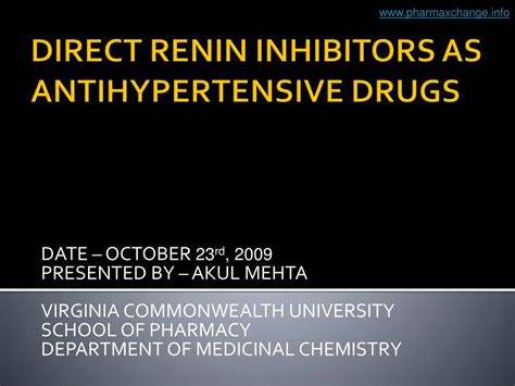 PPT - DIRECT RENIN INHIBITORS AS ANTIHYPERTENSIVE DRUGS PowerPoint ...