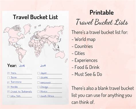 Travel Bucket Lists Printable Travel Planners Travel - Etsy.de