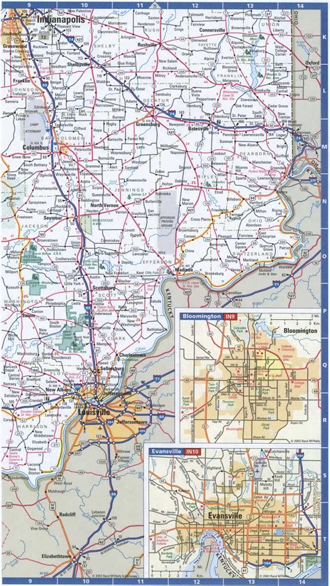 Indiana Southern roads map.Map of South Indiana cities and highways