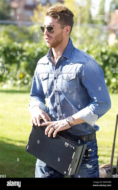 Sergio Ramos The Spanish international football team arrive at a hotel ...