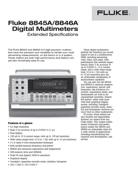 Fluke-8846A-45A Multimetro de precisión ampliadas - Fluke 8845A/8846A ...