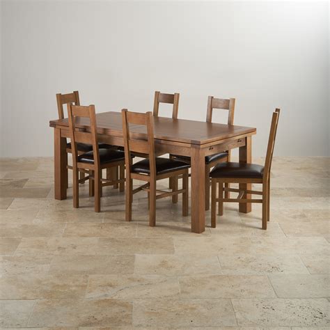 Rustic Oak Dining Set - 6ft Table with 6 Chairs