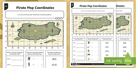 Pirate Map | Coordinate Plane Treasure Map Activity - Twinkl