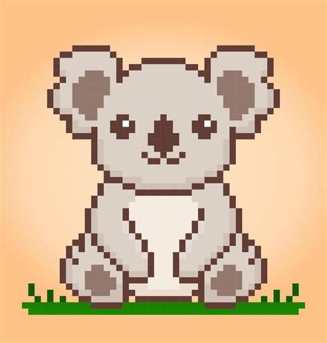 8 bit pixel koala. Animal pixels for game assets and cross stitch ...