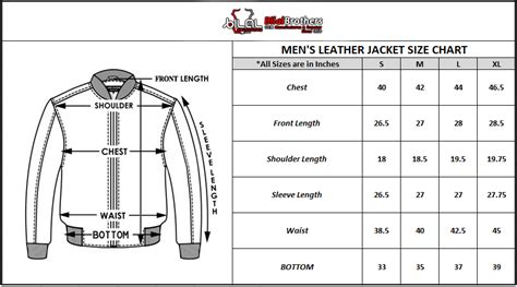 Bomber Leather Jacket Size Chart | Mens Leather Jacket | Bilal Brothers