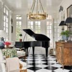 music-room-checkerboard-painted-floors-black-white-baby-grand-piano ...