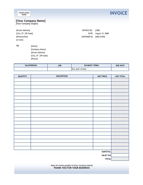 Service Invoice Template Excel | invoice example