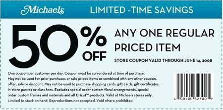 Canadian Coupons Michaels 50%