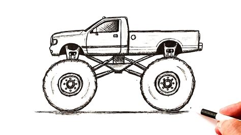 How to draw a Monster Truck Dodge Ram - YouTube