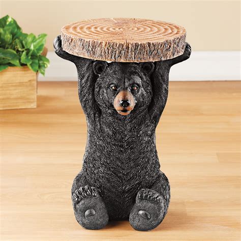 Decorative Black Bear Accent Table Cabin Decor | Collections Etc.