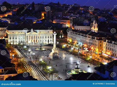 Rossio Square in the Night, Lisbon Stock Photo - Image of culture, european: 24795982