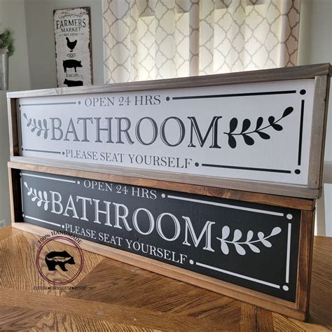 Farmhouse Bathroom Sign, Bathroom Wall Decor, Rustic Bathroom Sign, Please Seat Yourself ...