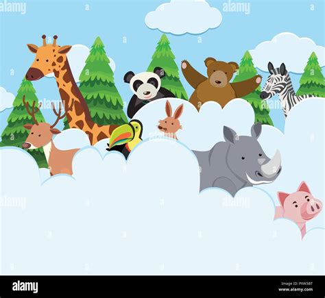 Wild animals in the clouds illustration Stock Vector Image & Art - Alamy