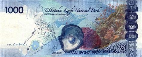 Philippine 1,000 Peso Bill | Reverse | Design: Tubbataha Reefs National ...