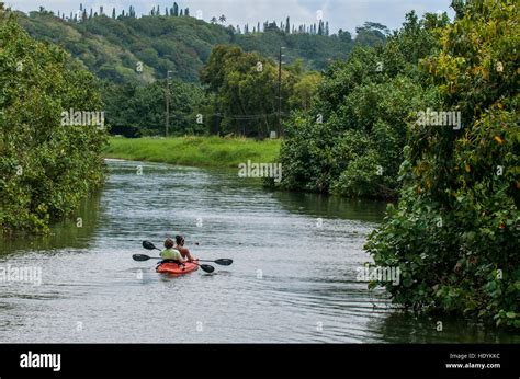 Kayaking on the Wailua River, Kauai, Hawaii Stock Photo - Alamy