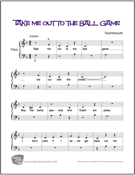 Take Me Out to the Ball Game | Beginner Piano Sheet Music (Digital Print)