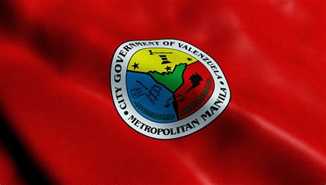 3d Waving Philippines City Flag Of Valenzuela Closeup View Stock Photo ...