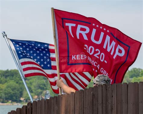 Pro Trump Boat Parade Trump Keep America Great Flag & American Flag Editorial Stock Image ...