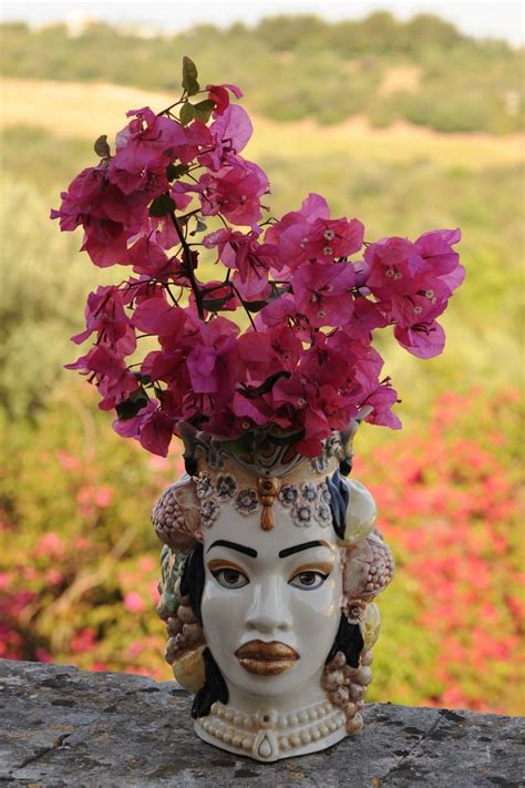 Moorish Queen's head vase Caltagirone ceramic vase-Made | Etsy