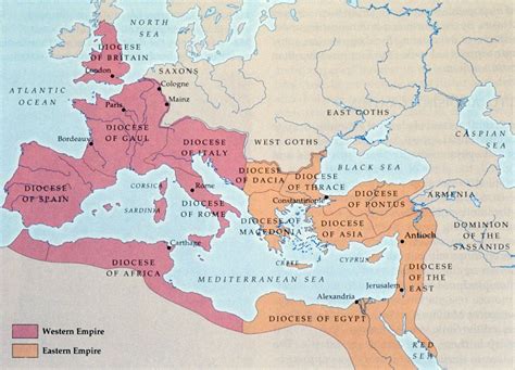 Map: The Eastern and Western Roman Empire (click to see larger image) | Roman empire map, Roman ...