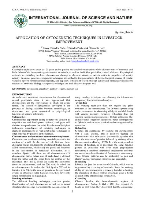 (PDF) APPLICATION OF CYTOGENETIC TECHNIQUES IN LIVESTOCK IMPROVEMENT