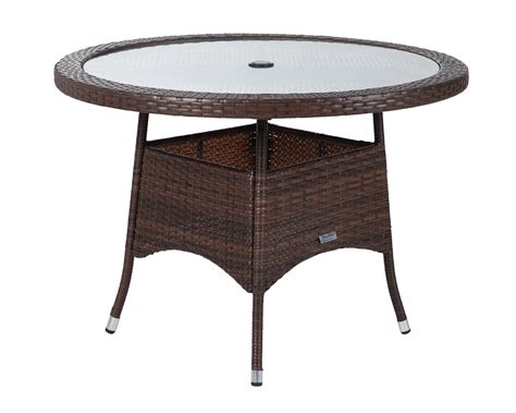 Small Round Rattan Garden Dining Table in Brown - Rattan Garden Furniture | Patio Furniture ...