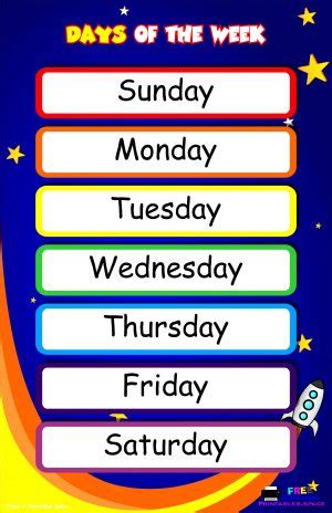 Days of the Week Printable - Free Printables