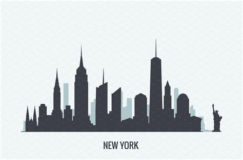 new york city skyline silhouette with the statue of liberty in the ...