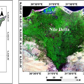 Satellite images of the location map of the Nile Delta (two panels on... | Download Scientific ...