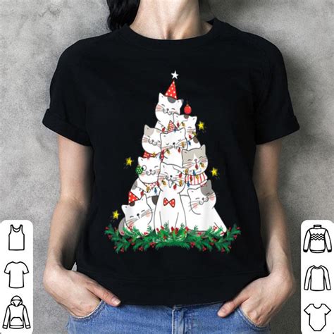 Official Cute Cat christmas tree with lights funny gift for cat lover sweater, hoodie, sweater ...