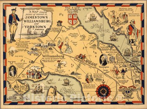 Historic Map - A map showing points of interest in Jamestown ...