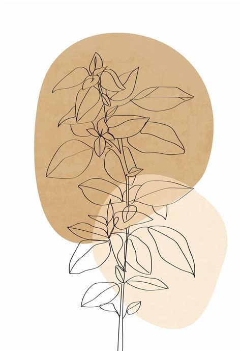 Minimalist modern botanical one line drawing print, plant painting, bedroom wall art, abstract ...