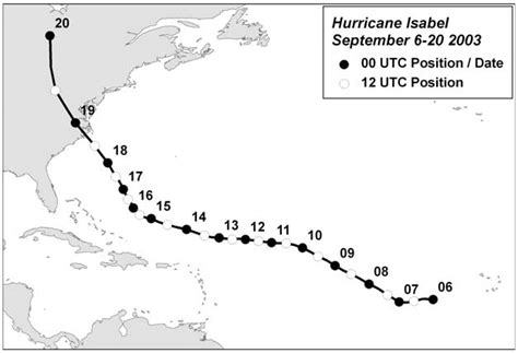 Best track of Hurricane Isabel. (Courtesy of the NOAA National... | Download Scientific Diagram