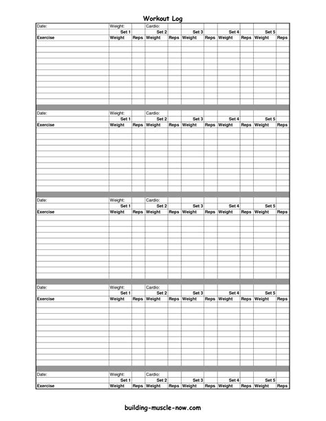 free-printable-workout-log | Workout template, Workout sheets, Workout plan template