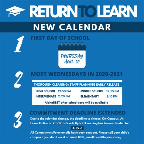 Bryan ISD Calendar Changes, New Early Release Times