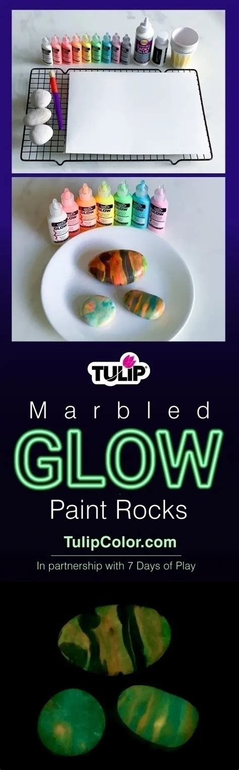 Marbled Glow Paint Rocks – Tulip Color Crafts