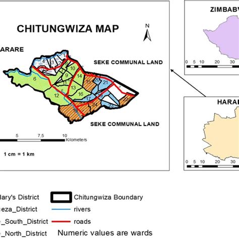 Map showing location of Chitungwiza Town. Source: Authors | Download Scientific Diagram