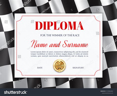 Race Winner Diploma Certificate Racing Flag Stock Vector (Royalty Free) 1919860484 | Shutterstock