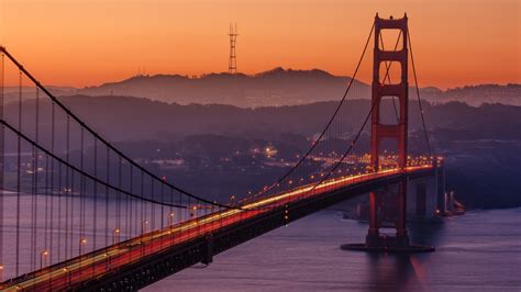 a sunset shot taken with golden gate bridge as the focal point, golden ...