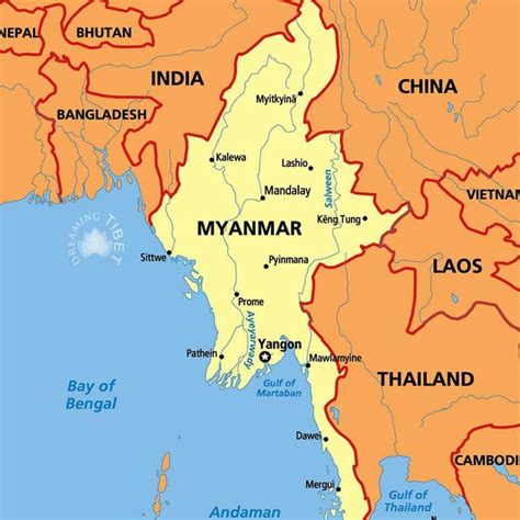 Myanmar map | Sittwe, Lashio, Mawlamyine