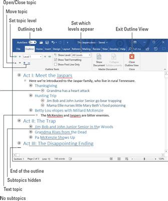 How Writers Can Use Word 2019's Outline View - dummies