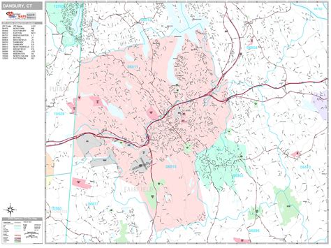 Danbury Connecticut Wall Map (Premium Style) by MarketMAPS - MapSales