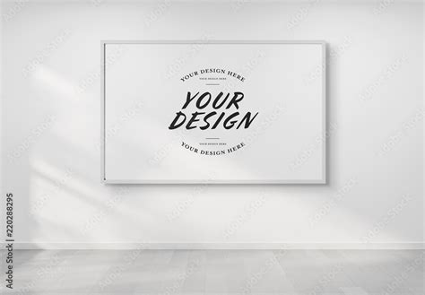 Isolated Rectangular Frame on Wall Mockup Stock Template | Adobe Stock