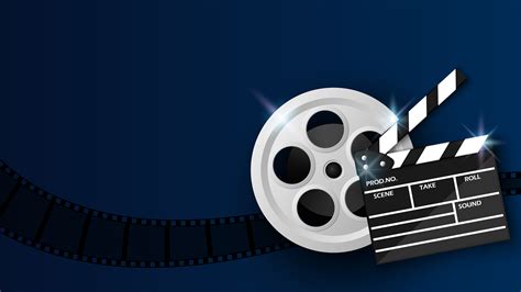 Clapper board and film reel on blue 1227464 Vector Art at Vecteezy