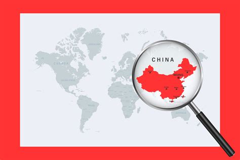 Map of China on political world map with magnifying glass 10410581 ...