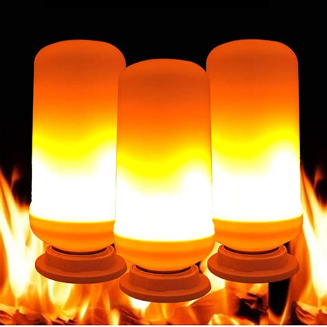 Four Lighting LED Flame Effect Fire Light Bulbs Flickering Emulation ...