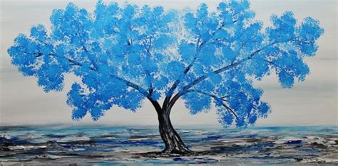 Blue Blooming Tree, Buy 2 Get 1 Free., Painting by Artstage | Artmajeur