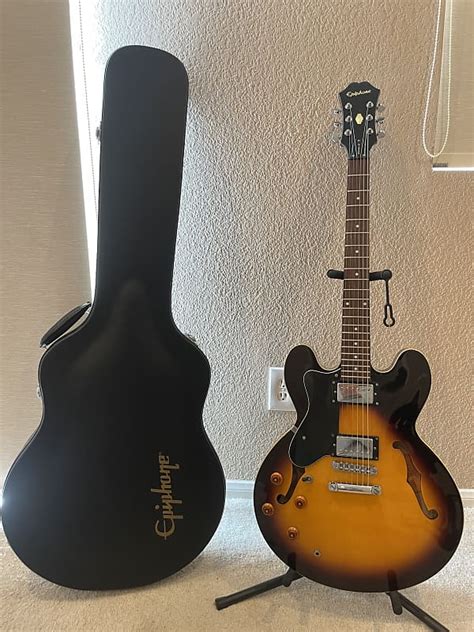 Left handed Epiphone Dot 2004 - Vintage sunburst | Reverb