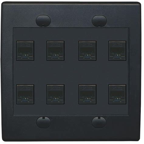 RiteAV 8 Port Flat Dual 2 Gang Ethernet Cat5e RJ45 Network Wall Plate - Black - Walmart.com ...